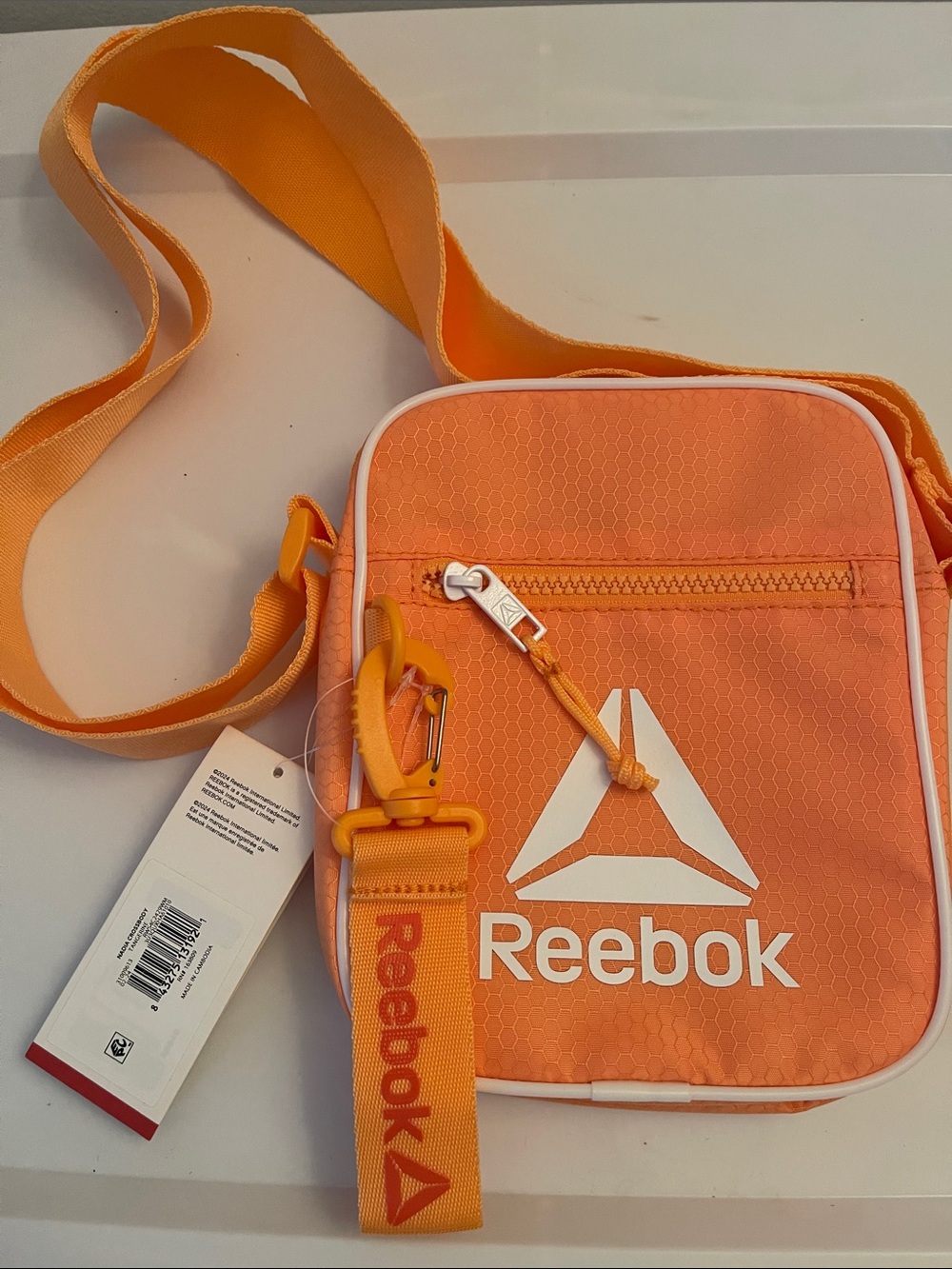 Reebok Orange Mini Crossbody Bag with White Logo